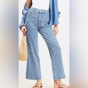 LOFT Diamond High Rise Wide Leg Crop Jeans in Mid Stone Wash Like New. 29/8